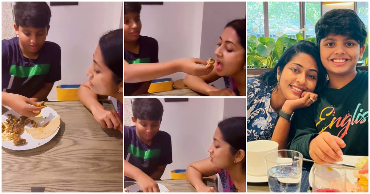 Actress Navya Nair Shared Video Of Son Feeding Her