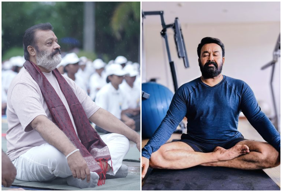 Yoga Day Celebrate Mohanlal And Sureshgopi